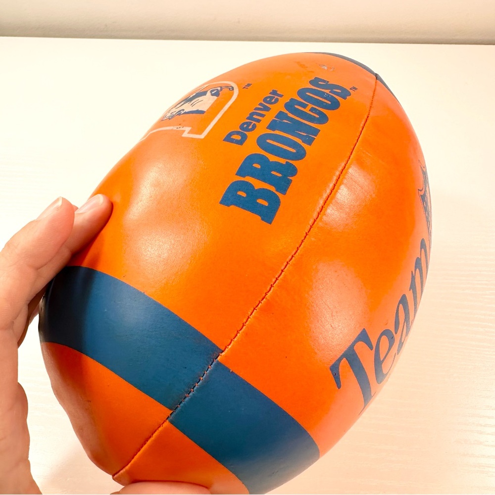 Vintage 1991 Denver Broncos Orange and Blue Stuffed Football NFL - Picture 7 of 16